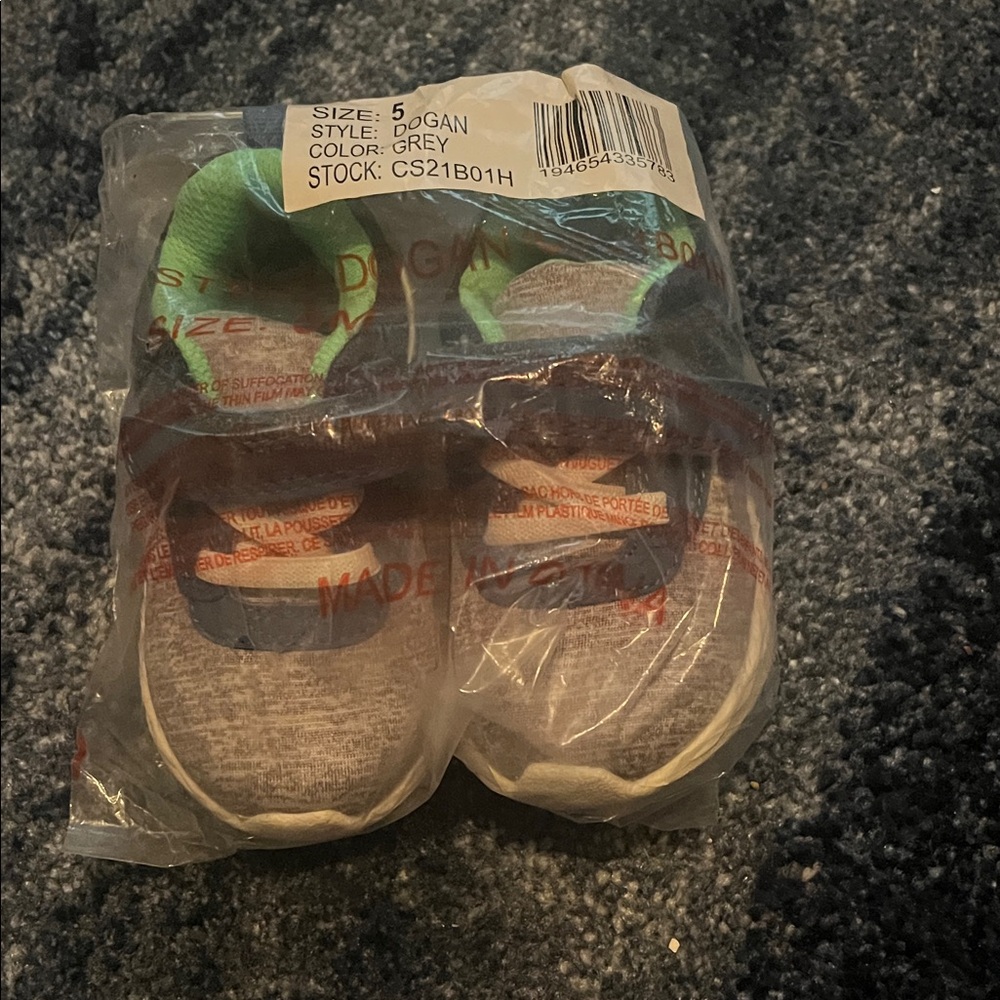 Carter's Grey and Green Kids Sneakers